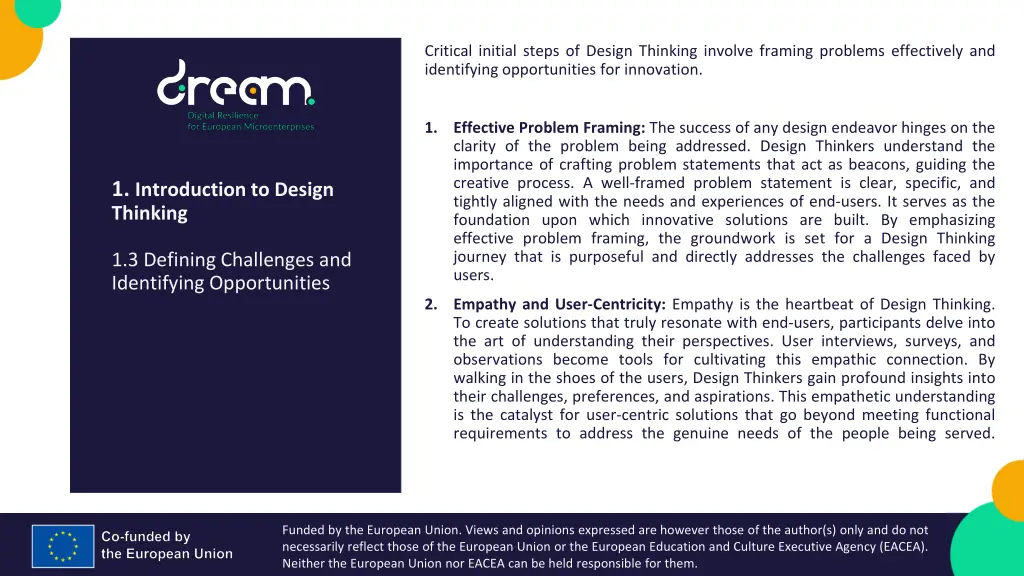 critical initial steps of design thinking involve