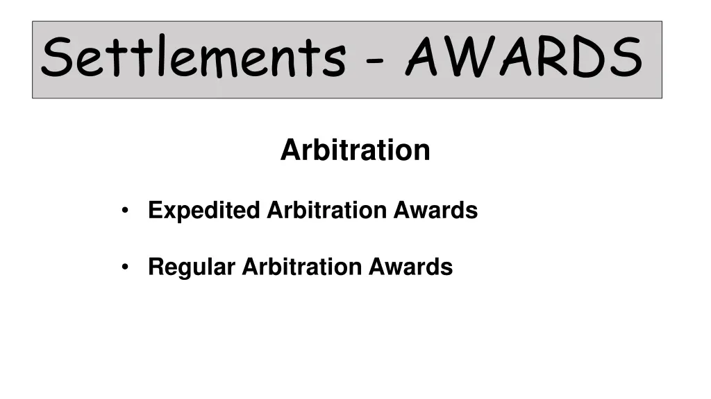 settlements awards