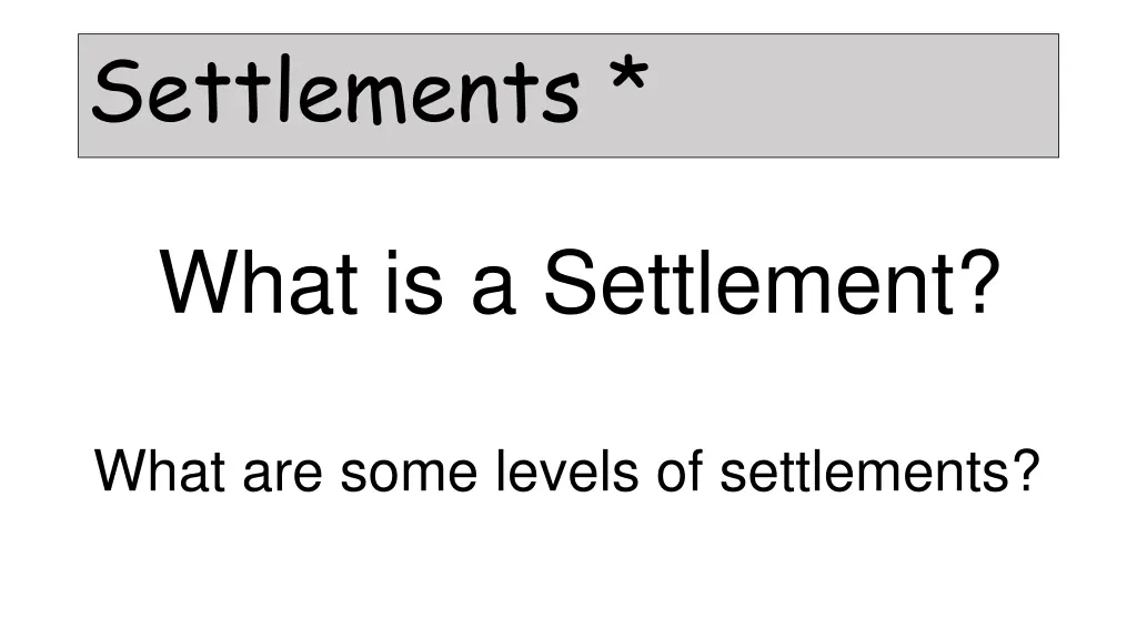 settlements