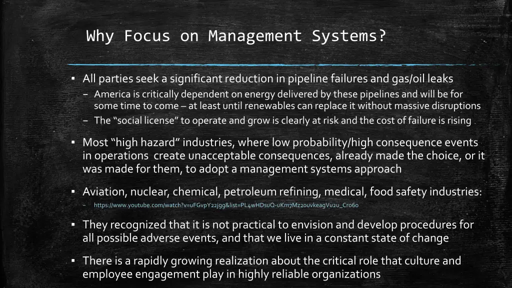 why focus on management systems