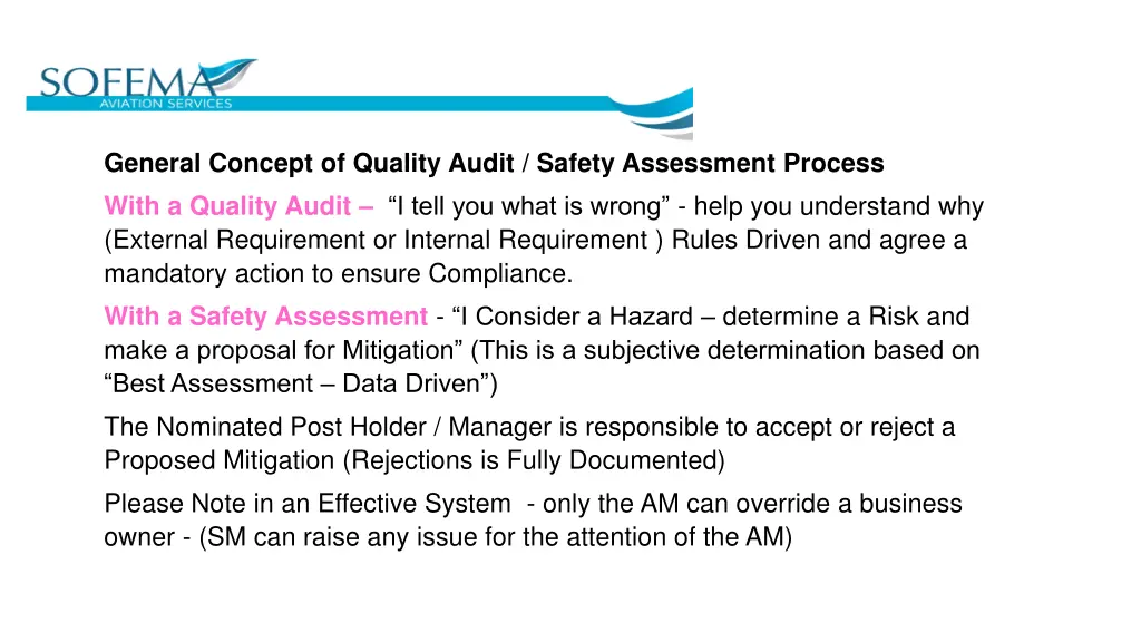 general concept of quality audit safety