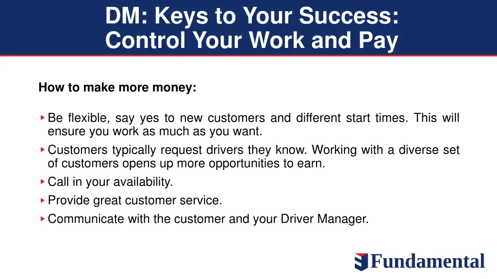 dm keys to your success control your work and pay