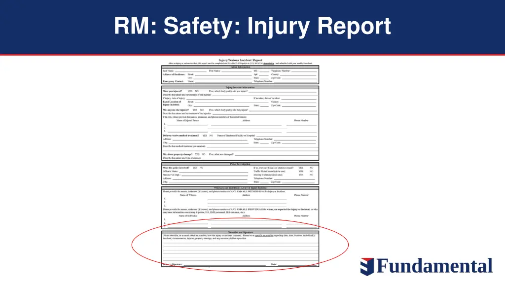 rm safety injury report