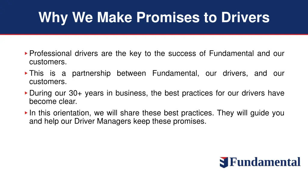 why we make promises to drivers