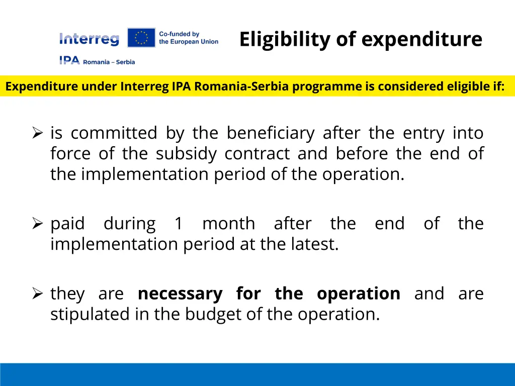 eligibility of expenditure 2