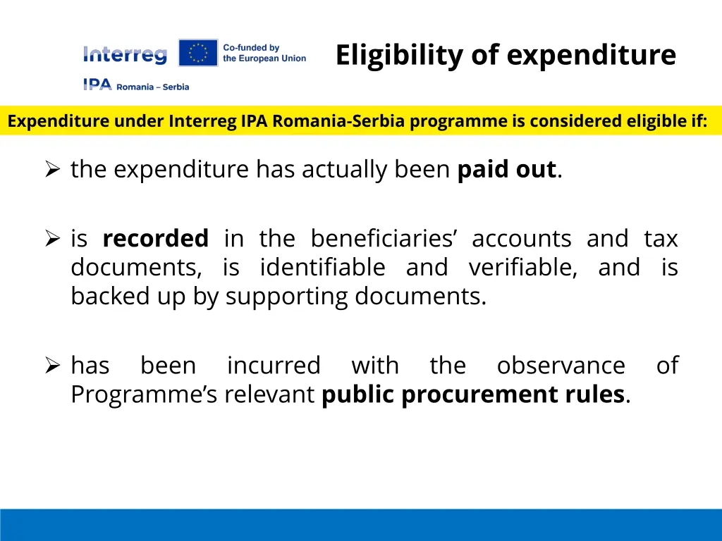 eligibility of expenditure 3