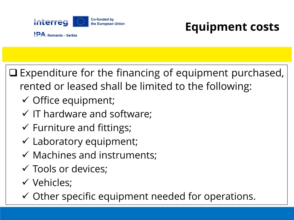 equipment costs