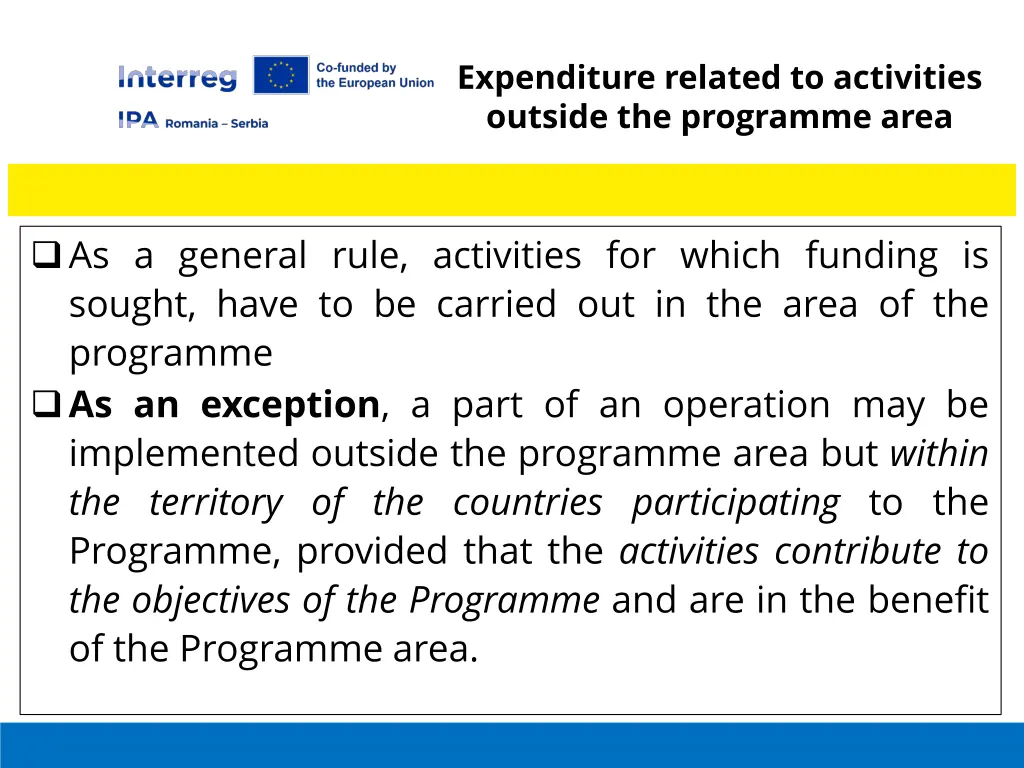 expenditure related to activities outside