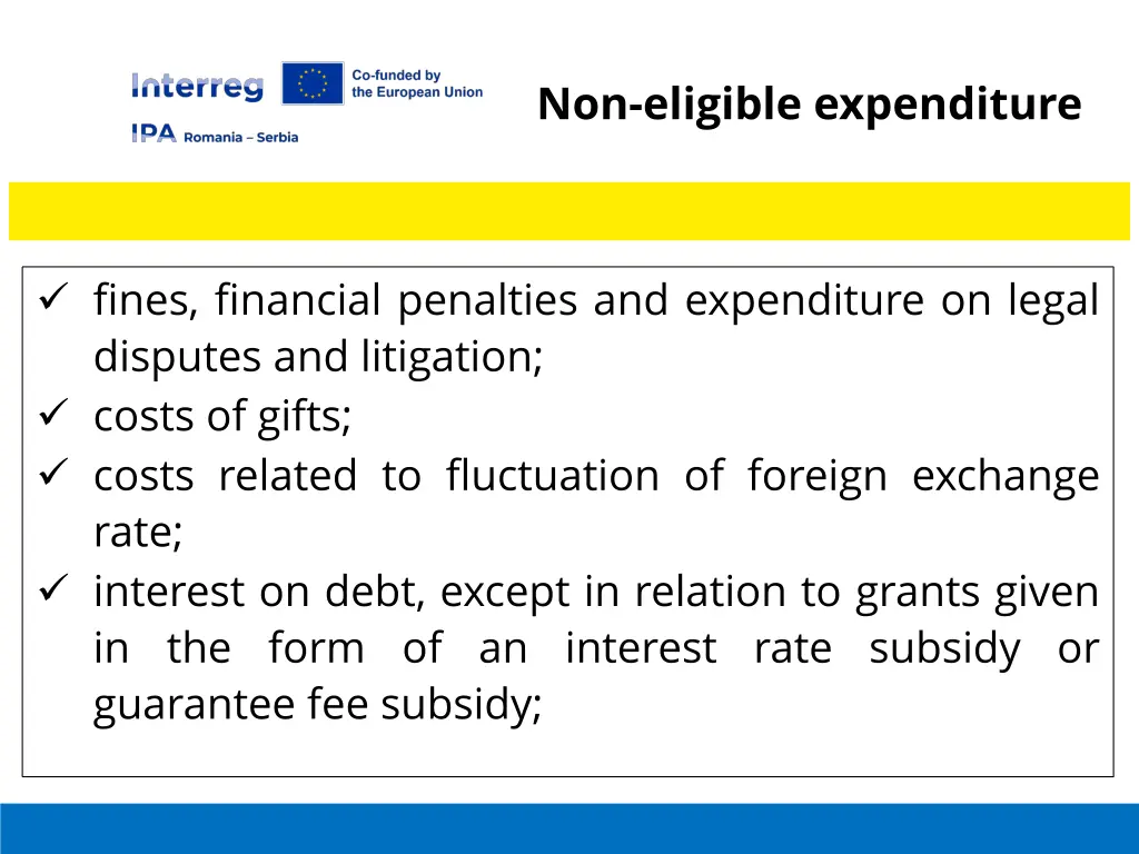 non eligible expenditure