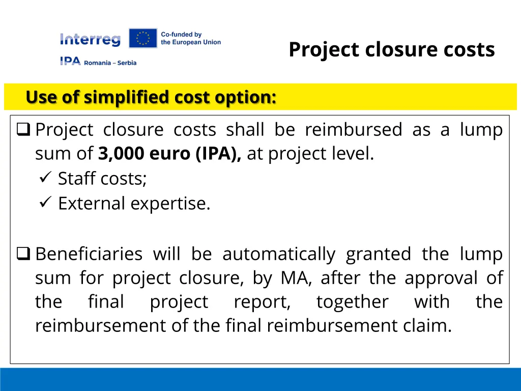 project closure costs