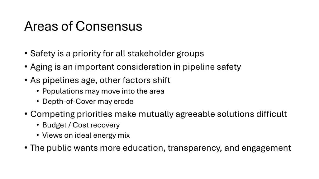 areas of consensus