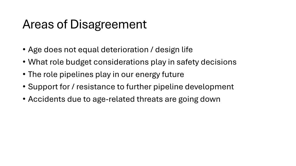 areas of disagreement