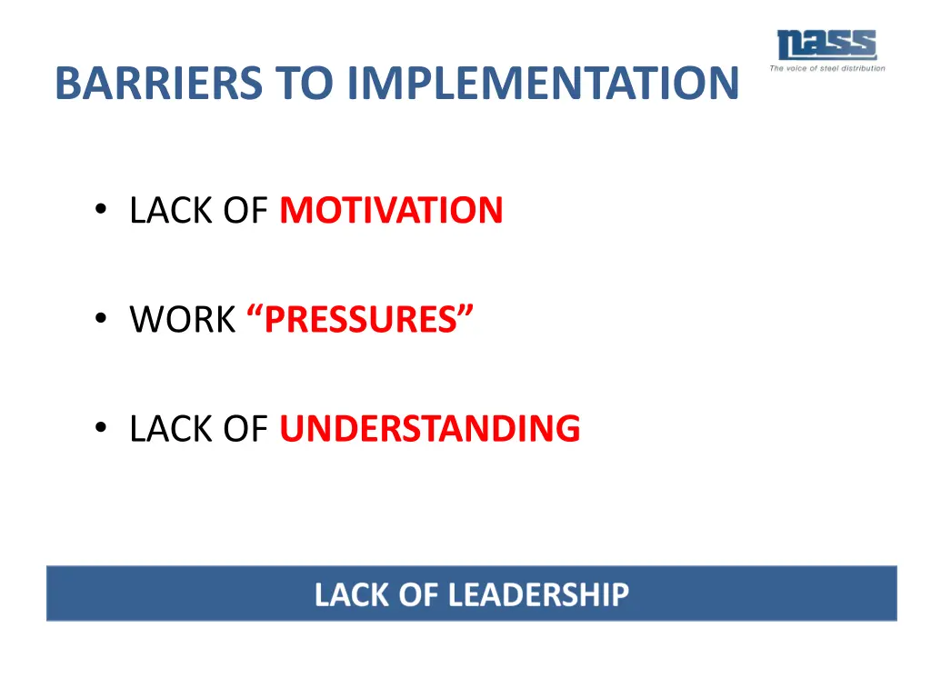 barriers to implementation