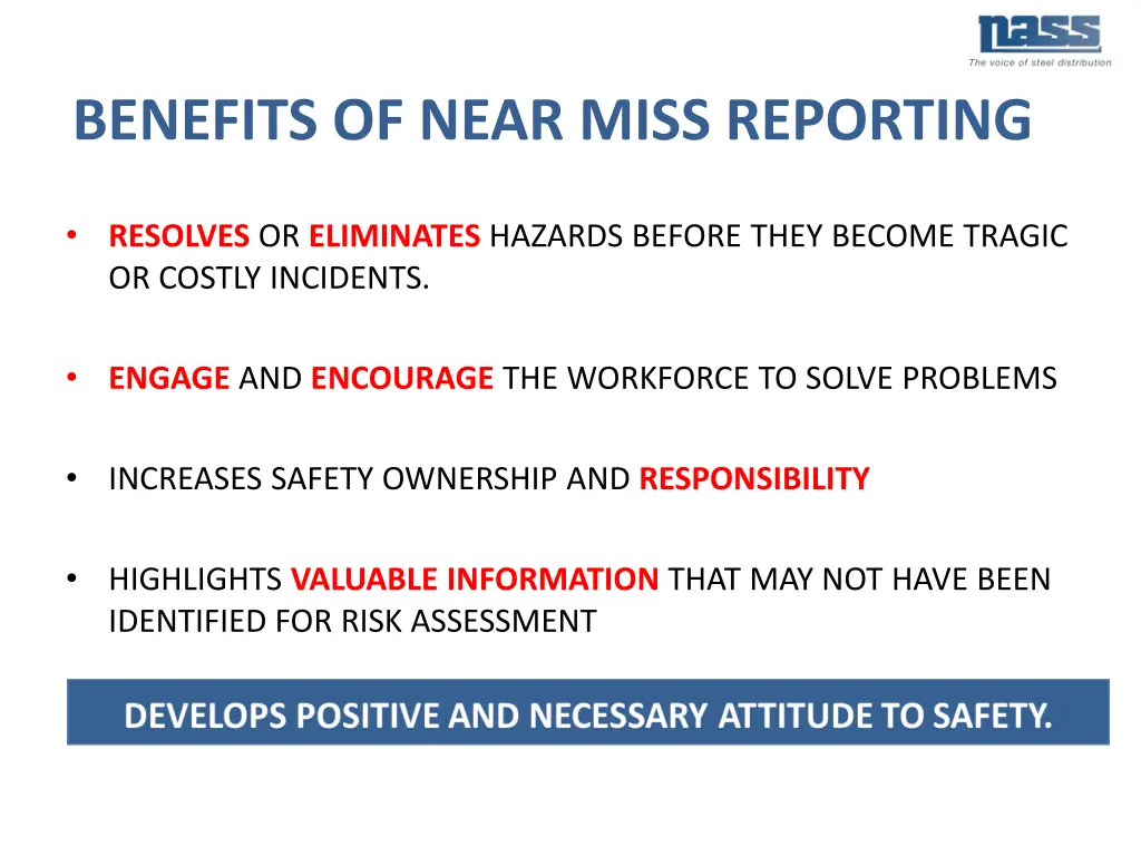 benefits of near miss reporting