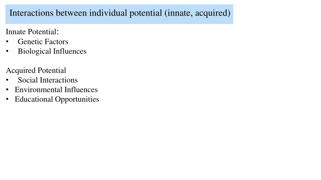 interactions between individual potential innate