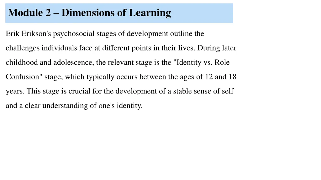 module 2 dimensions of learning
