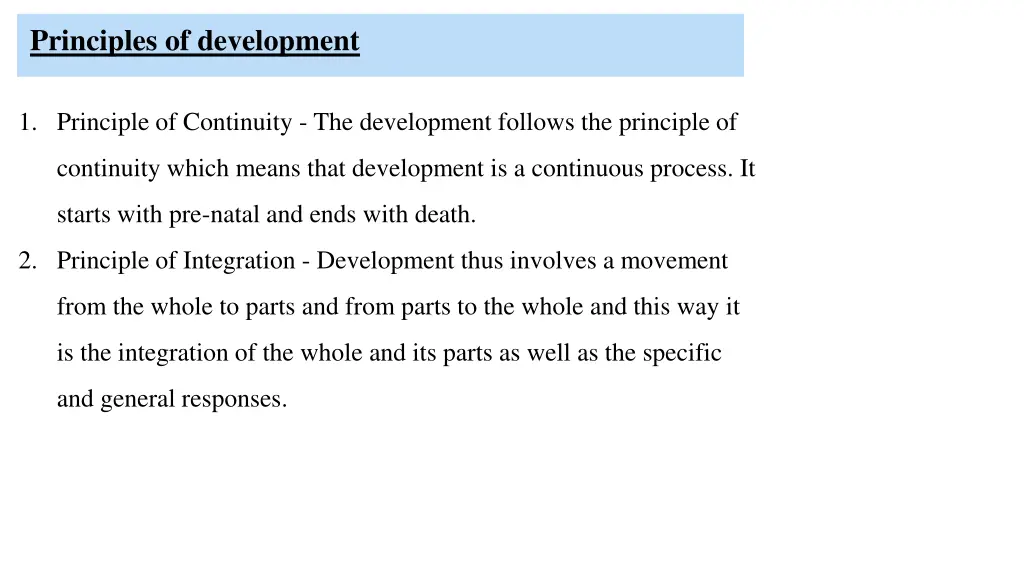 principles of development
