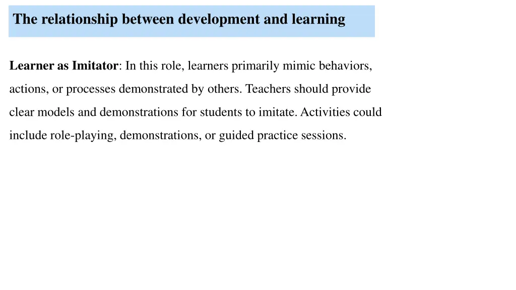 the relationship between development and learning 1