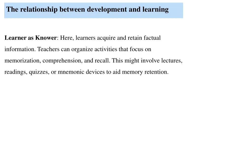 the relationship between development and learning 2