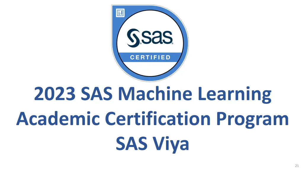 2023 sas machine learning academic certification