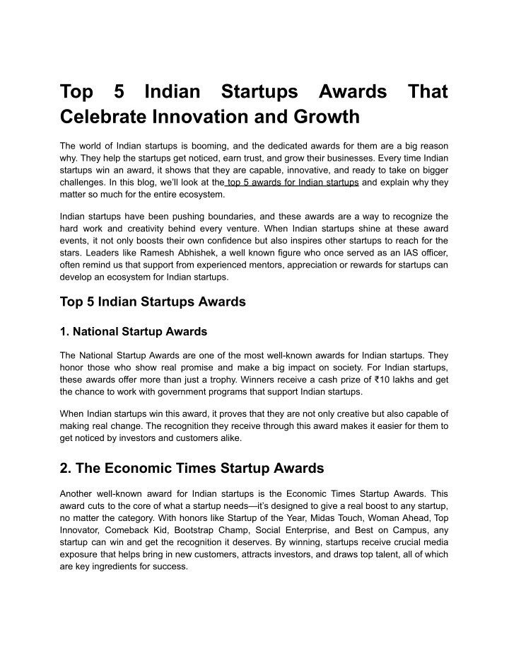 top 5 indian startups awards that celebrate