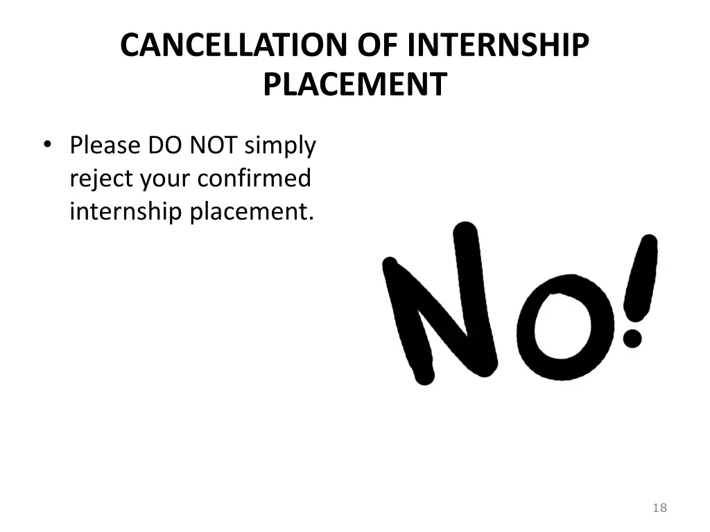 cancellation of internship placement