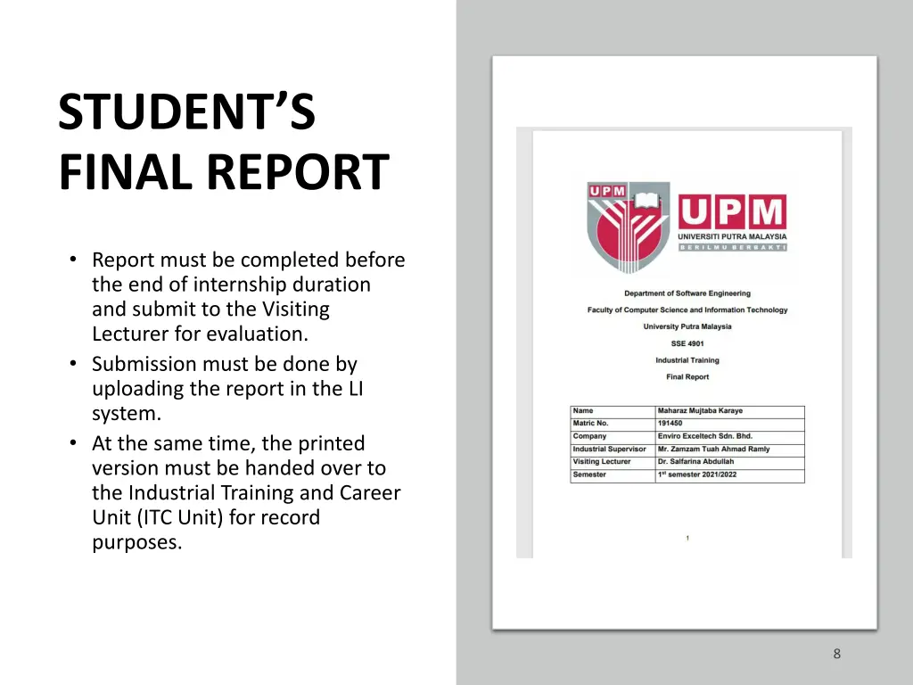 student s final report