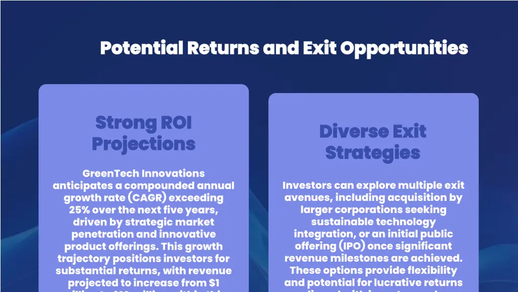 potential returns and exit opportunities