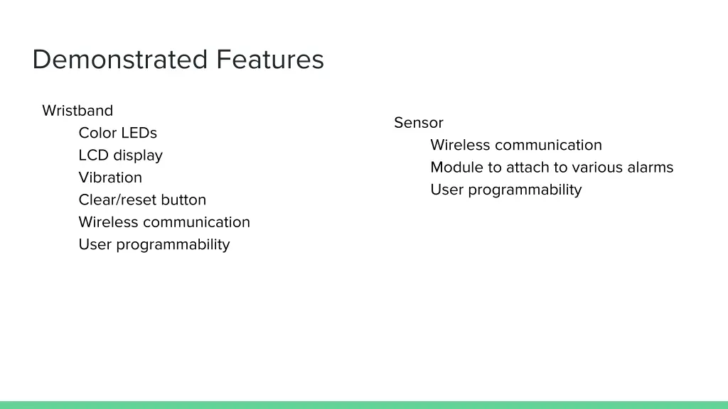 demonstrated features