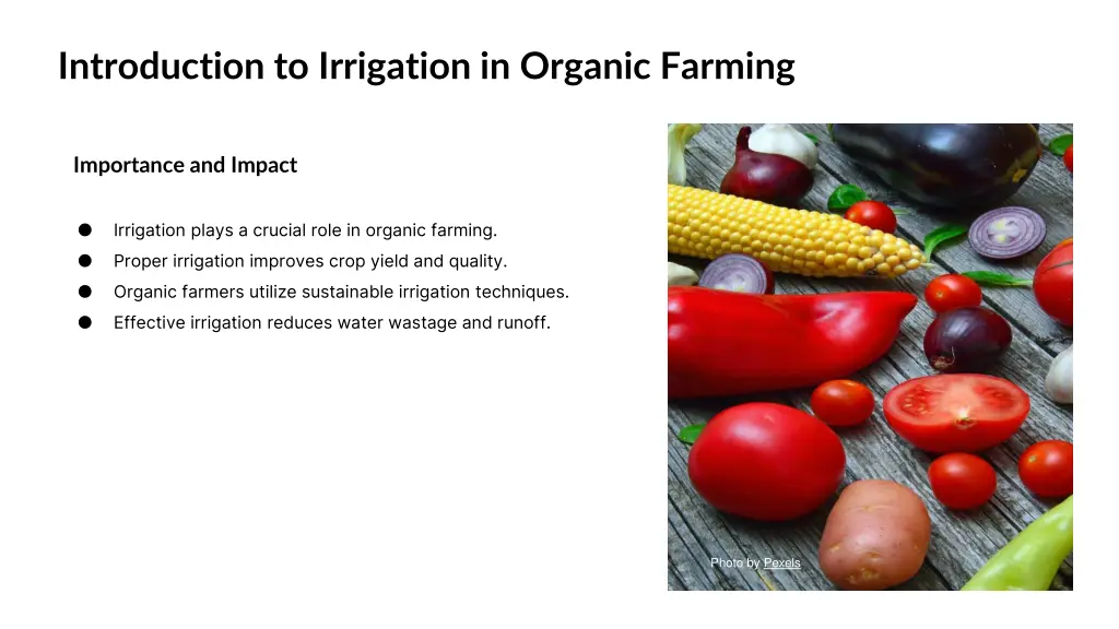 introduction to irrigation in organic farming