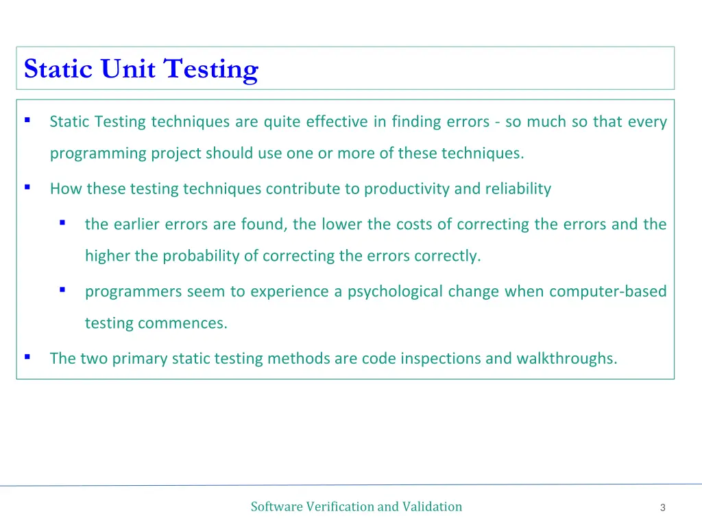 static unit testing