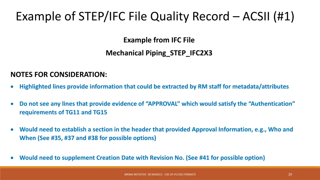 example of step ifc file quality record acsii 1