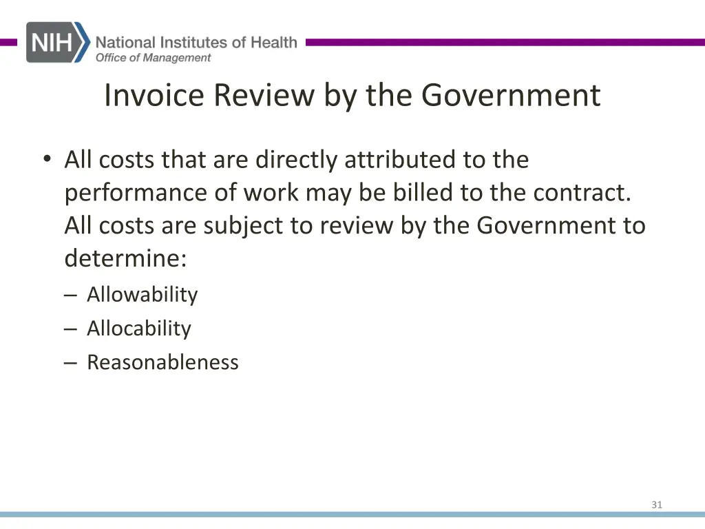 invoice review by the government