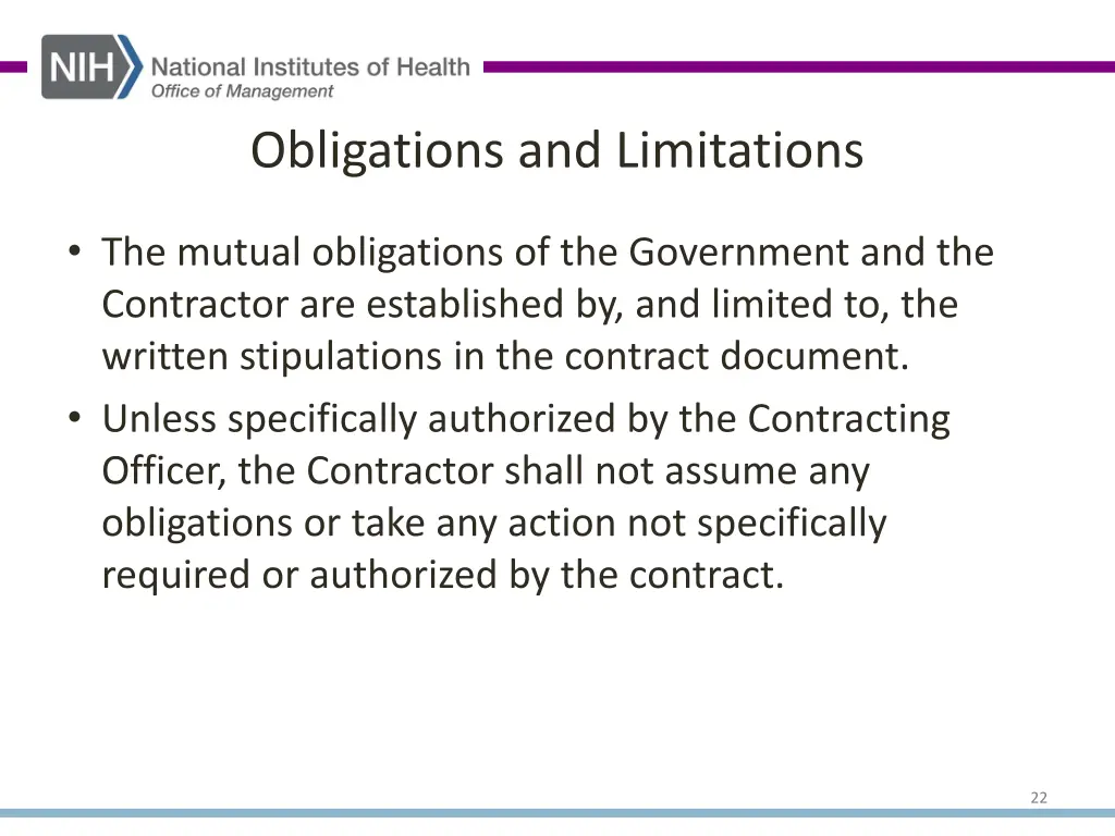 obligations and limitations
