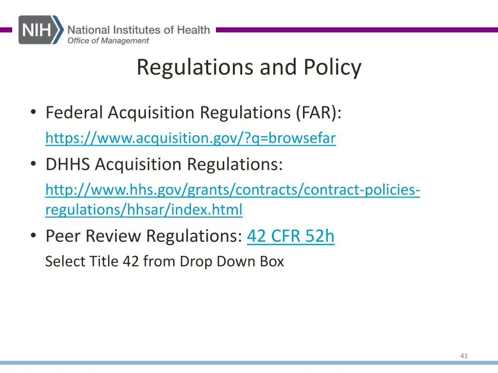regulations and policy