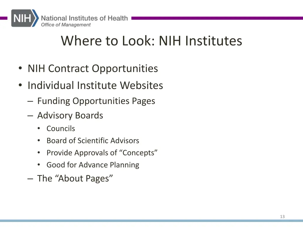 where to look nih institutes