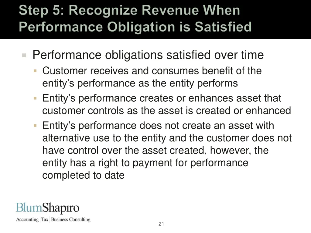 performance obligations satisfied over time