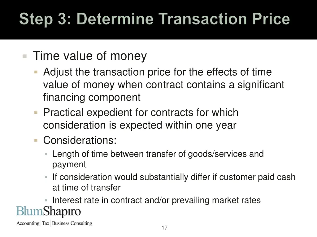 time value of money adjust the transaction price