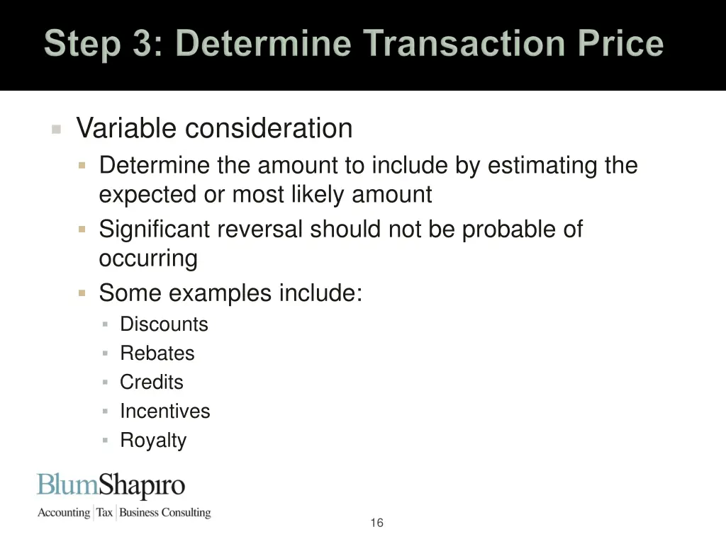 variable consideration determine the amount
