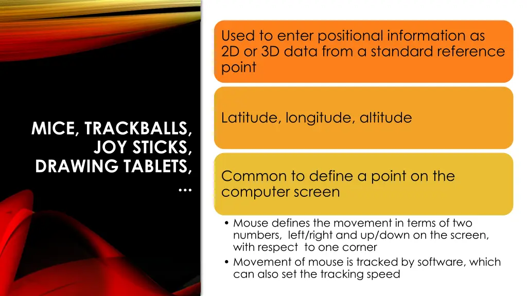 used to enter positional information