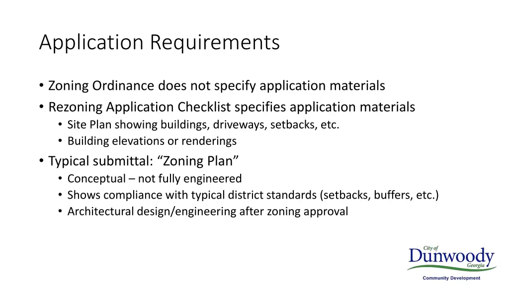 application requirements