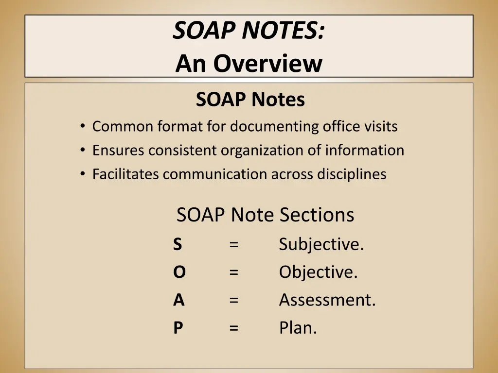 soap notes an overview soap notes