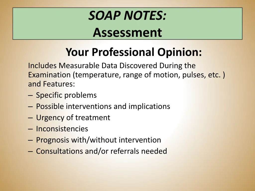 soap notes assessment