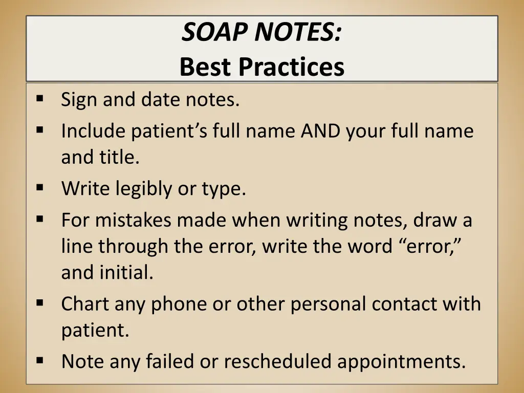 soap notes best practices