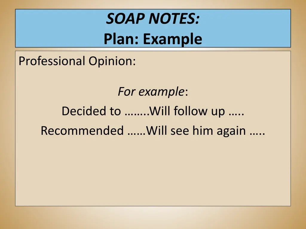 soap notes plan example