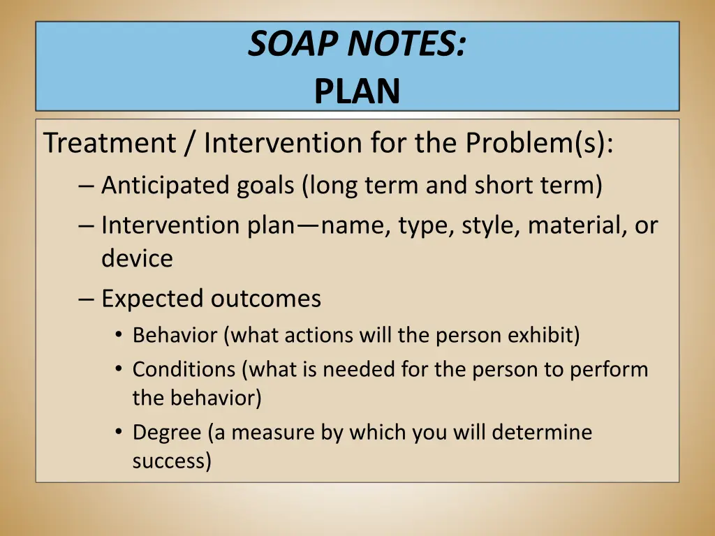 soap notes plan