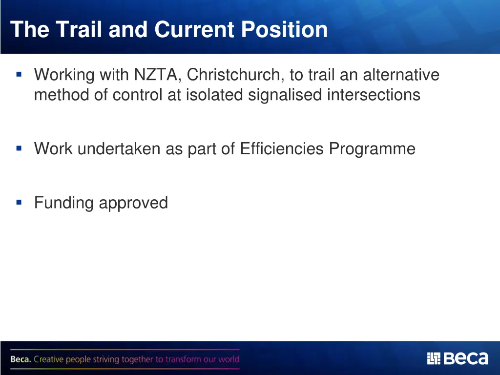 the trail and current position