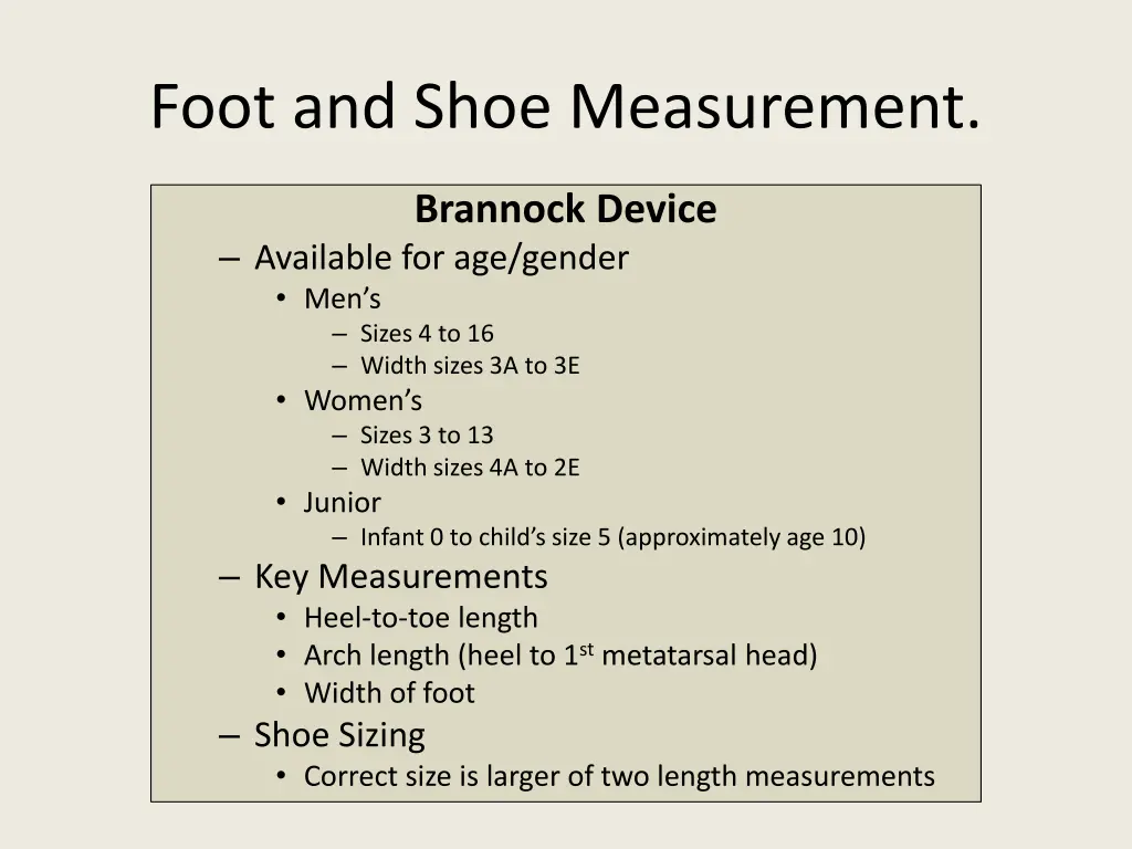 foot and shoe measurement