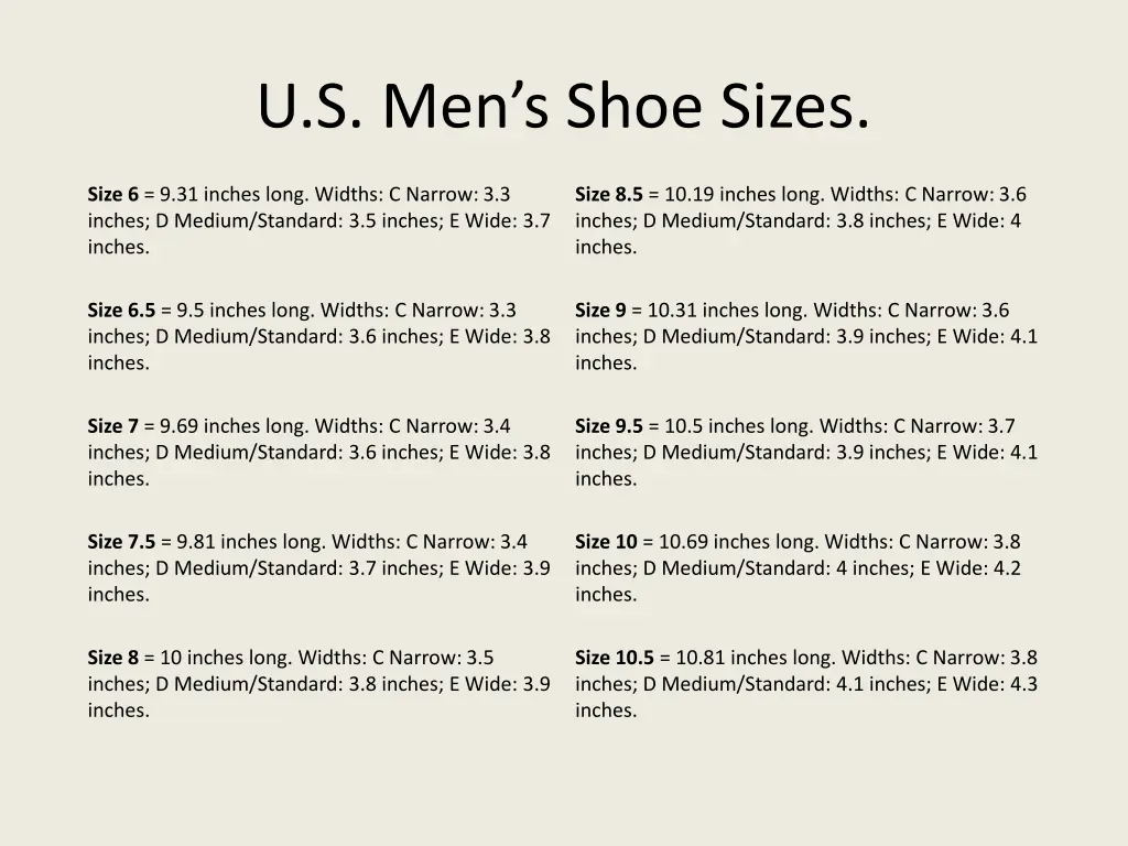 u s men s shoe sizes