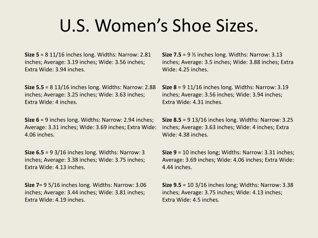 u s women s shoe sizes